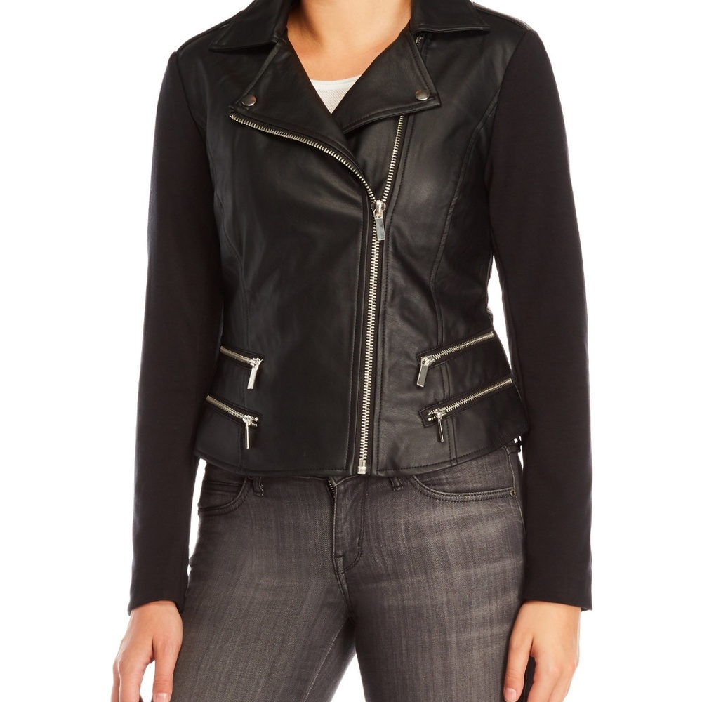 Women's Black Faux Leather Moto Jacket